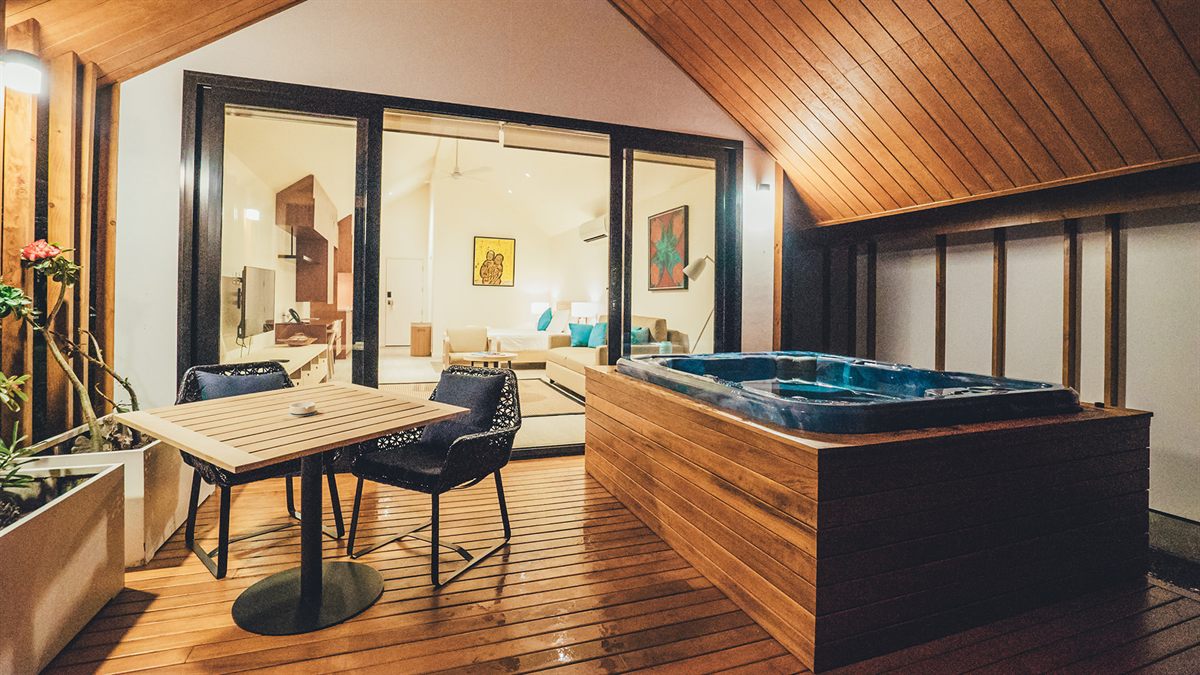 Inside a Luxury Waterfront Villa, with its jacuzzi